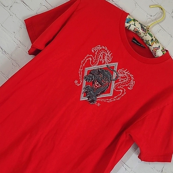Vintage Y2K No Boundaries Chili Pepper Red Tattoo Jaguar Print Tee Tshirt Size S - Picture 9 of 15